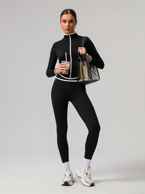 Customized High-Quality Yoga Set: Two-Tone Vest & Sports Leggings