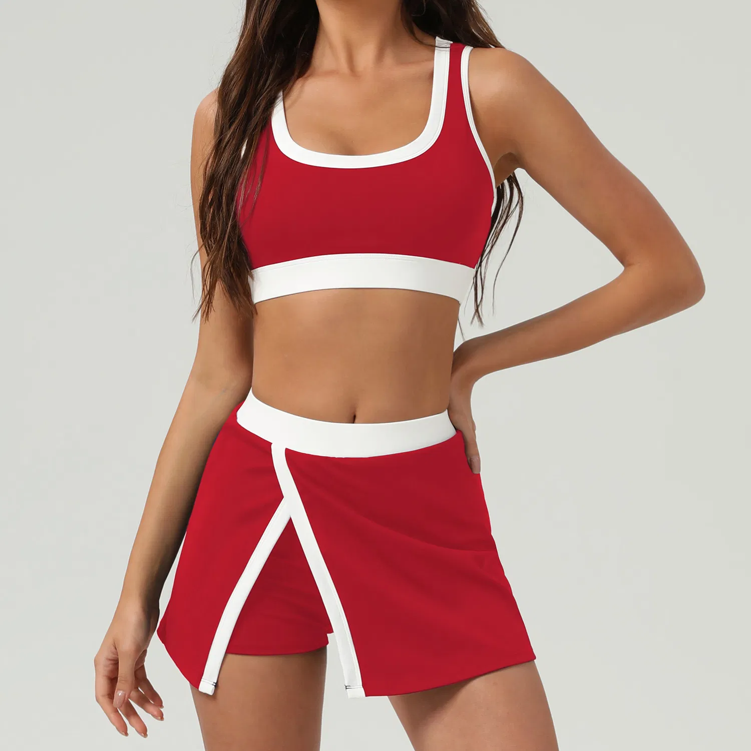 Cool Feeling Sunscreen UV Clashing Wrapped Two-Piece Sportswear Set - Image 2