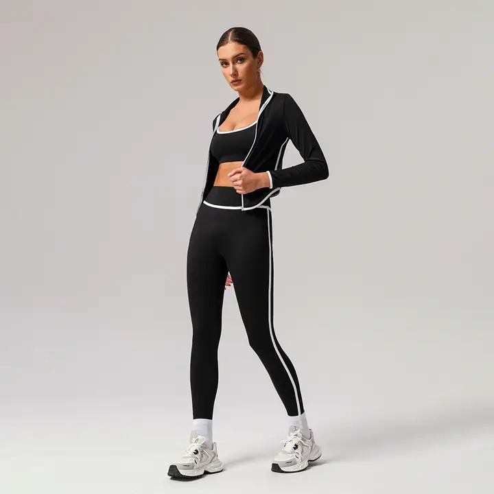 Customized High-Quality Yoga Set: Two-Tone Vest & Sports Leggings - Image 2