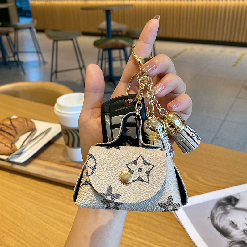可爱迷你皮革小包零钱包耳机包收纳包包老花挂件钥匙卡包钥匙包女 - Image 7