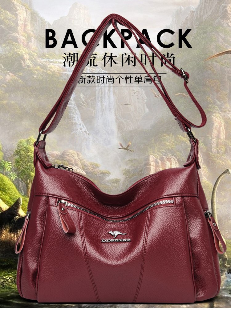 跨境真皮包包女2023新款时尚女包百搭中年妈妈包大容量单肩斜挎包 - Image 11