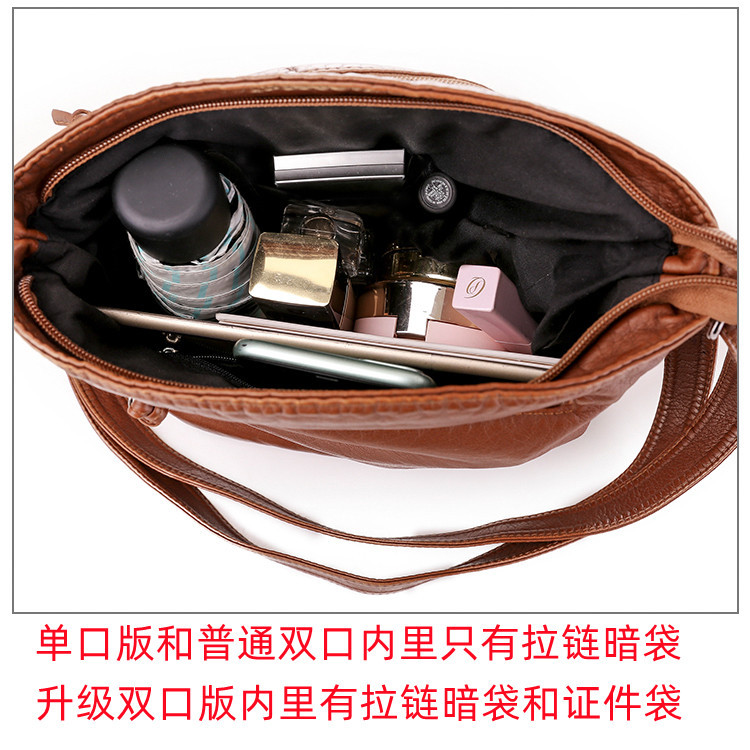 软皮女包新款韩版单肩包复古小包包水洗皮PU休闲时尚多层斜挎包潮 - Image 37