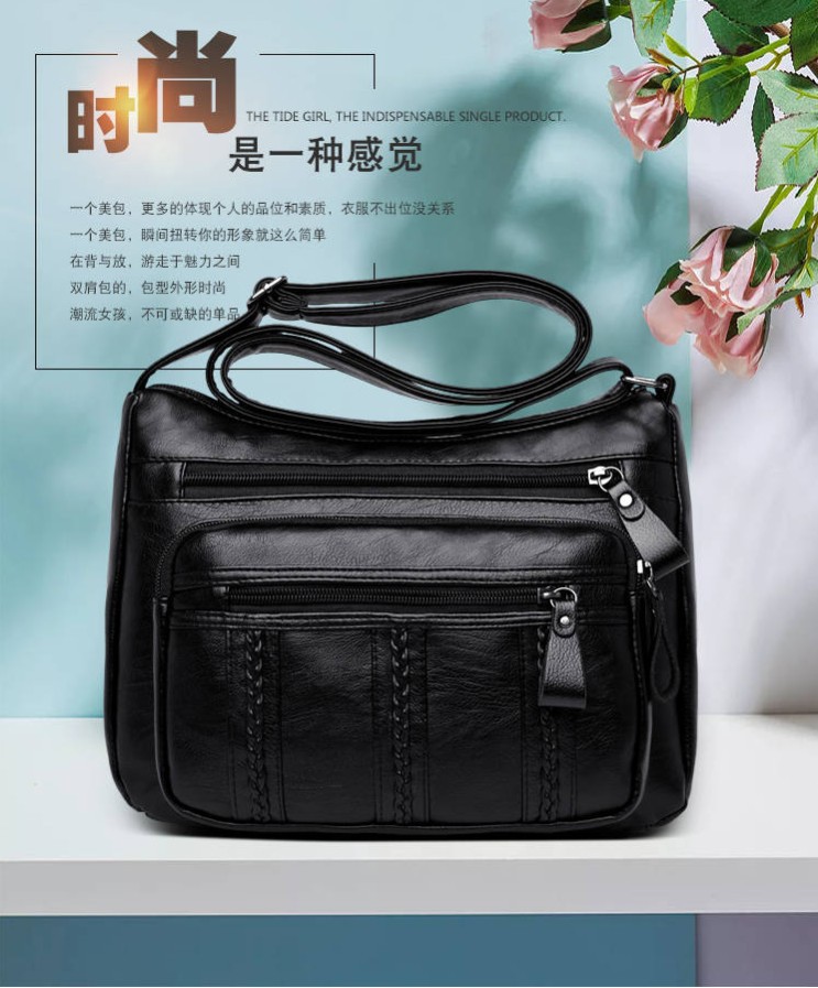 2026新款大气中年女包妈妈包多层软皮单肩斜挎包婆婆包斜背包 - Image 9